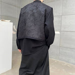 Fake Two-piece Stitched Jacquard Shirt Jacket