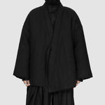 Zen-inspired Diagonal-front Tie Cotton Coat