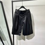 Loose Straight Wide-leg PU Leather Shorts
