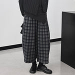 Loose-fitting Retro Wool Plaid Wide-leg Pants