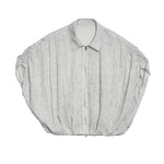 Women Pleated Textured Zip-up Collar Shirt