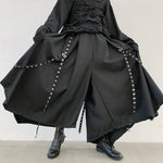 Webbing Irregular Oversized Wide-leg Culottes Hakama Pants