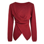 Irregular Hem Cross-over Knit Sweater