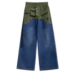Patchwork Loose Straight Pants