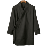 Dark Fake Two Piece Slanted Placket Cardigan