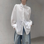 Loose Slit-buttoned Two-way Shirt