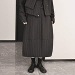 Winter French Striped Straight Cotton Skirt
