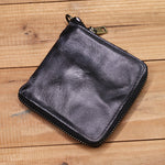 Retro Handmade Zipper Leather Wallet