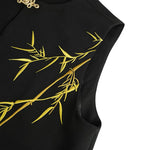 Embroidered Casual Metal Button Vest