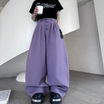 Scimitar Button Loose Casual Wide-leg Pants