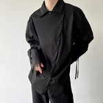 Statement Drawstring Lapel Long Sleeve Shirt