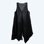 Women's Japanese Asymmetric V Neck Sleeveless Loose Vest Dress