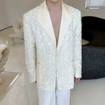 Sequined Lapel Single-button Blazer