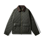 Corduroy Collar Diamond Pattern Casual Cotton Jacket