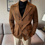 Retro Corduroy Slim-fit Suit Jacket