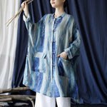 Vintage Ramie Loose Ethnic Shirt Mid-Length Jacket