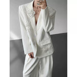 Embroidered 3D Floral Casual Blazer