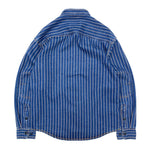 Vintage Distressed Washed Denim Striped Shirt