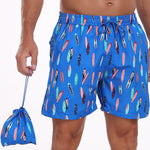 Stowable Surfboard Print  Swim Shorts