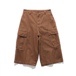 Vintage-style Multiple Pockets Cropped Trousers
