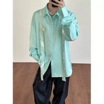 Ribbon Rose Sequined Stage Party Acetic Acid Silky Shirt