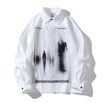 Black Shadow Print Loose Lapel Shirt