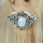Vintage Silver & Opal Floral Ring