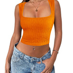 Zeagoo Sleeveless Crop Top Square Neck Tank Top