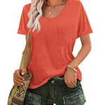 Zeagoo Women's Chest Pocket T Shirt Blouses Tops