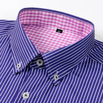 Long Sleeve Contrast Plaid Stripe Button Up Shirt
