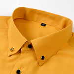 Long Sleeve Dress Shirt with Faux Gemstone Metal Rim Buttons