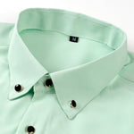 Long Sleeve Dress Shirt with Faux Gemstone Metal Rim Buttons