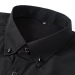 Long Sleeve Dress Shirt with Faux Gemstone Metal Rim Buttons