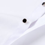 Long Sleeve Dress Shirt with Faux Gemstone Metal Rim Buttons