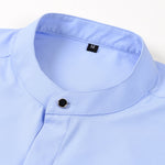 Non-Iron Hidden Placket Stand Collar Dress Shirt