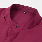 Non-Iron Hidden Placket Stand Collar Dress Shirt