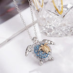 Sea Turtle Pendant Necklace - Vintage Silver