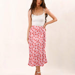 Zeagoo Midi Skirt High Waisted Solid Satin Dress