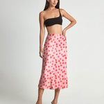 Zeagoo Midi Skirt High Waisted Solid Satin Dress