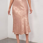 Zeagoo Midi Skirt High Waisted Solid Satin Dress