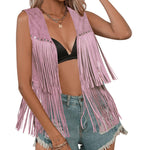Zeagoo Fringe Vest 70s Cowgirl Costume Faux Suede Rave