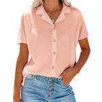 Zeagoo Women's Button Down Short Sleeve Blouse