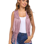 Zeagoo Fringe Vest 70s Cowgirl Costume Faux Suede Rave