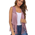 Zeagoo Fringe Vest 70s Cowgirl Costume Faux Suede Rave