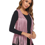 Zeagoo Fringe Vest 70s Cowgirl Costume Faux Suede Rave