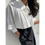 Elise Pleated Button-Up