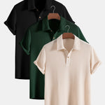 3 Pieces Knitted Waffle Polo Shirt