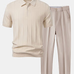 Stripe Jacquard Knit Polo Shirt & Slim Fit Tapered Trousers