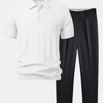 Stripe Jacquard Knit Polo Shirt & Slim Fit Tapered Trousers