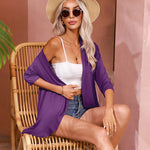 Zeagoo Women's 3/4 Sleeve Draped Ruffles Cardigan